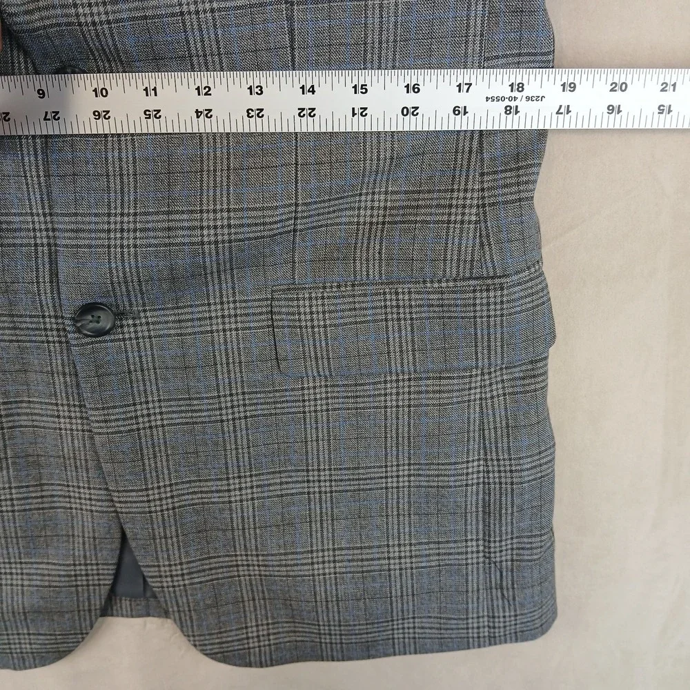 Pronto Uomo Platinum‎ 38R Mens Blazer Sport Coat Plaid Gray 19x30 Modern London